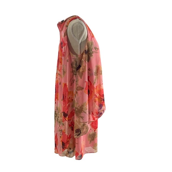 Ralph Lauren Women Coral Floral Sleeveless Lined 1/4 Zip Midi Shift Dress Sz 14 - Picture 6 of 15